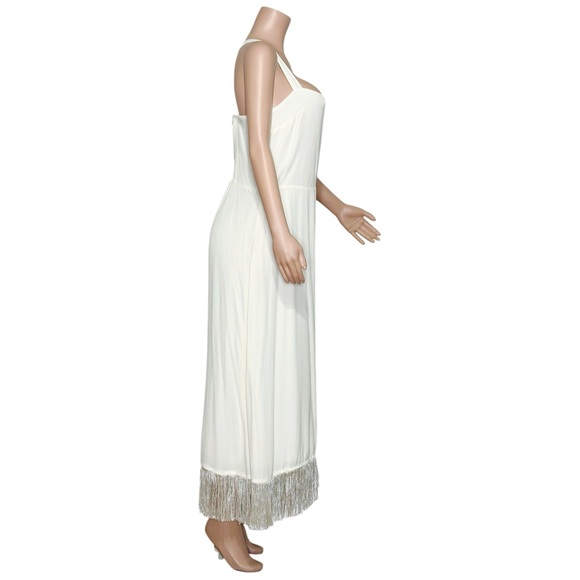 REFORMATION Sarabeth Fringe Hem Midi Dress, Ivory, 10 (US) - Picture 6 of 9